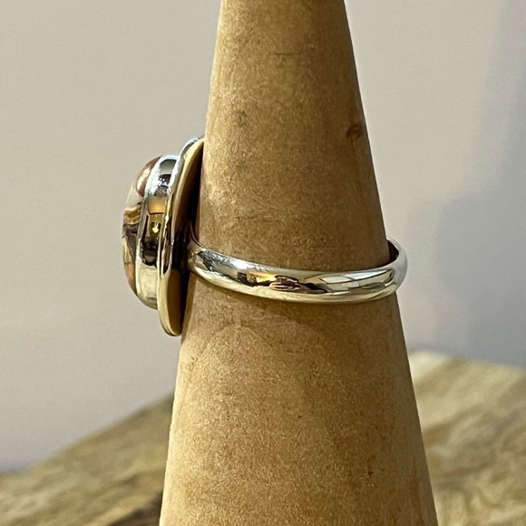 SOLID 925 STERLING SILVER MEXICAN LAGUNA LACE AGATE GEMSTONE RING SIZE 8.5 - Picture 3 of 9